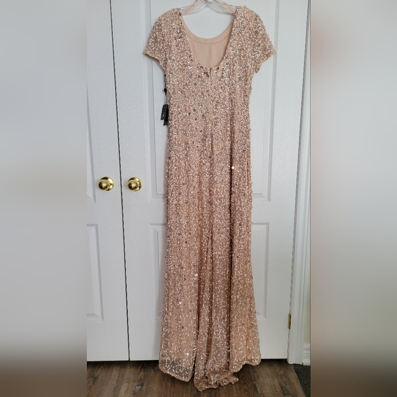 NWT Adrianna Papell Womens Short-Sleeve All Over Sequin Gown, SZ 12 - Picture 6 of 10